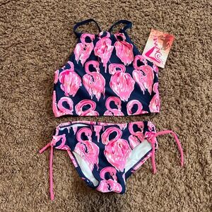 Kanu Surf Flamingo Swimsuit Set - Girls Two Piece Bathing Suit - Size 6